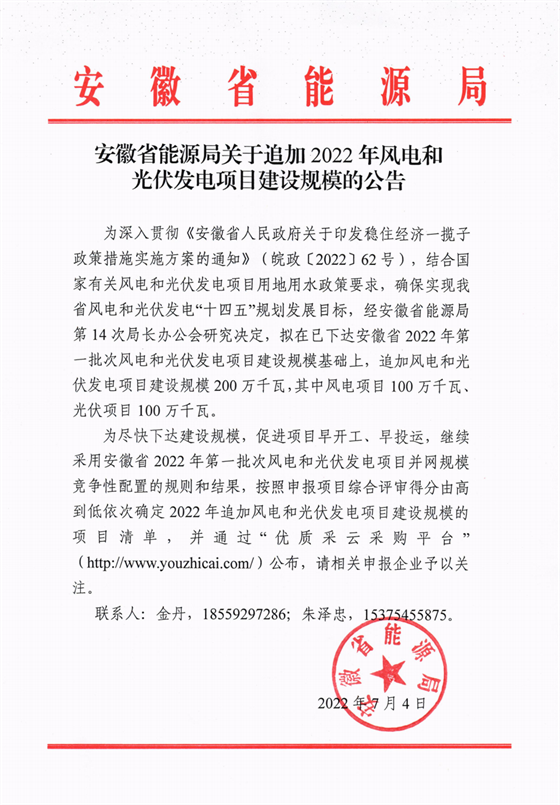 再加1GW光伏+1GW風(fēng)電！安徽2022年風(fēng)光項目建設(shè)規(guī)模擬至5GW！